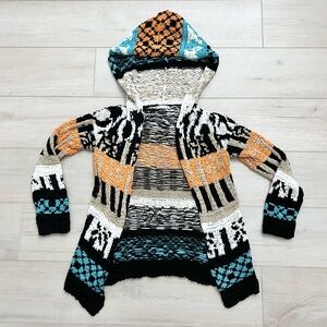 Casmari Hand Loomed Cotton Blend Boho Cardigan Sweater w/ Hood Size 1 (Small)